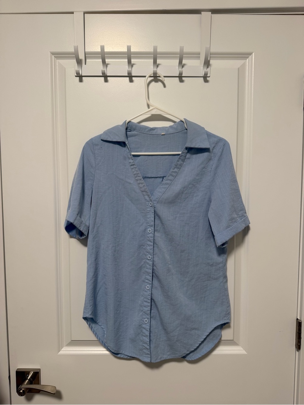 Light Blue Short-Sleeve Button Up